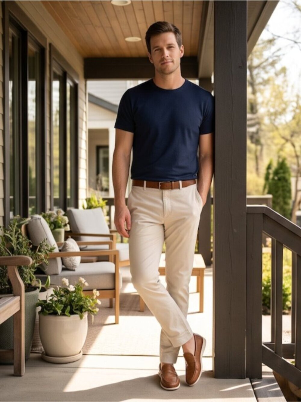 CLUB MONACO Men's Slim Fit Chino Pants | Beige Stone Stretch Cotton Trousers